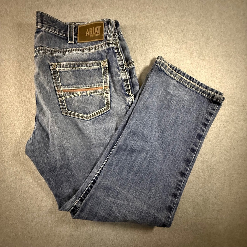 Ariat M4 Relaxed Boot Cut Jeans Mens 36x32 Medium Wash Western Denim 0958